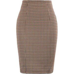 Womens Knee Length Elastic Waist Stretchy Skirt Brown